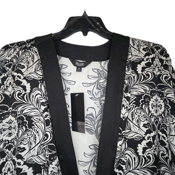 Slim Factor Stylized Floral Placement Print 3/4 Sleeve Kimono Size 3X Cardigan - Picture 3 of 10